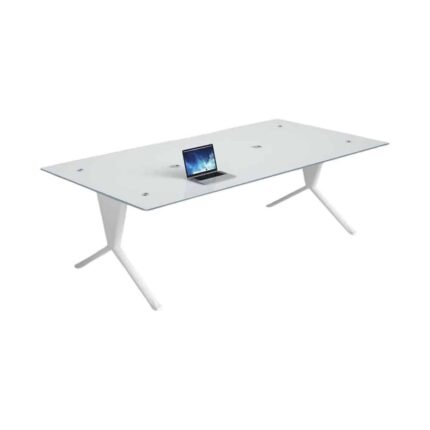 Evergreen Glass Meeting Table White
